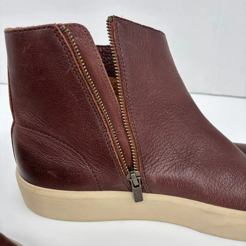 Frye Beacon Boots Mens Size 11.5 Brown Leather Inside Zip Casual Dress